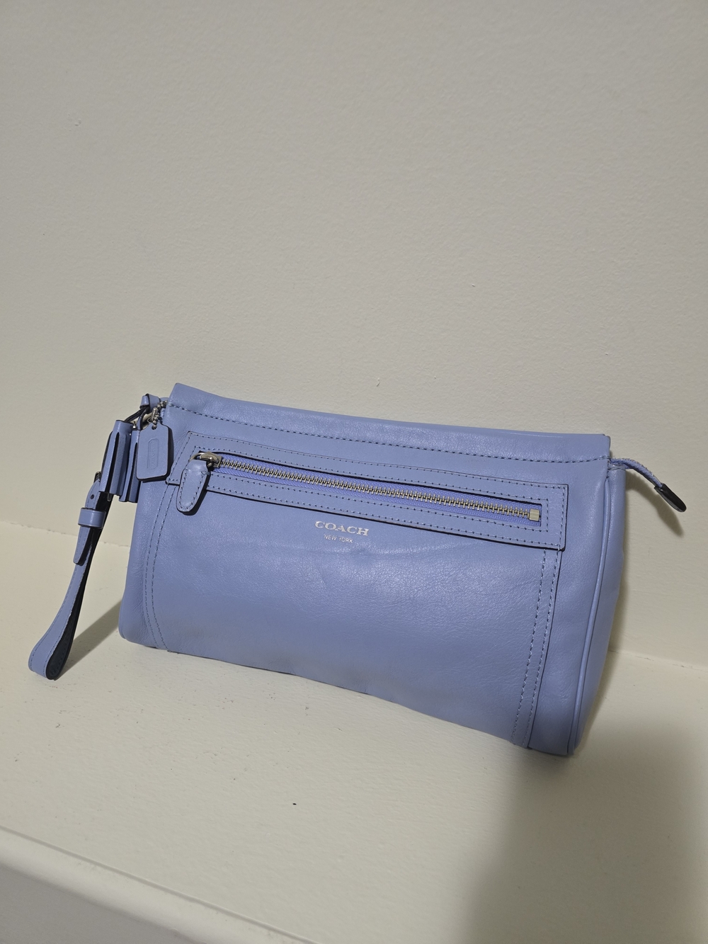 Coach Legacy Leather Large Clutch Wristlet Periwinkle Blue